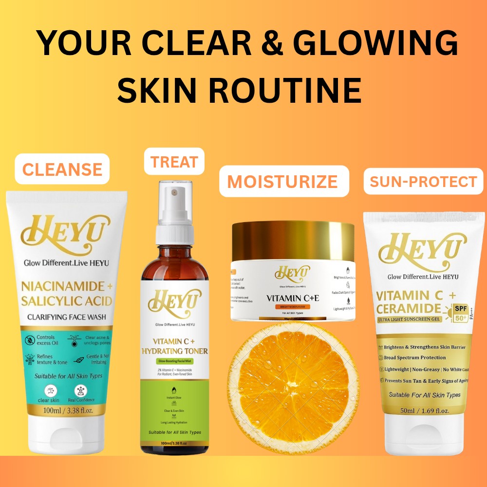 HEYU  Skincare Combo | Face Wash, Toner, Moisturizer & Sunscreen