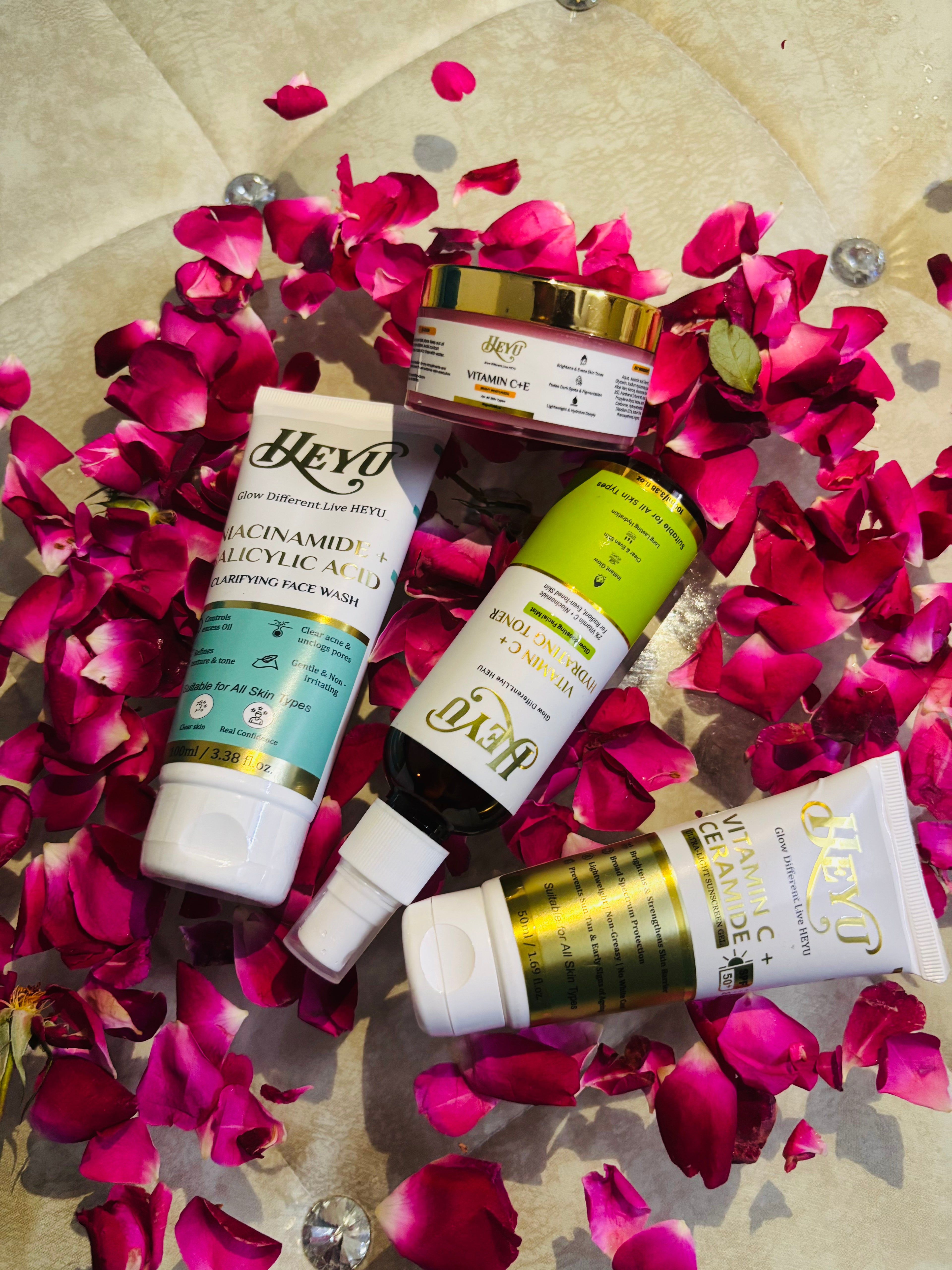 HEYU  Skincare Combo | Face Wash, Toner, Moisturizer & Sunscreen